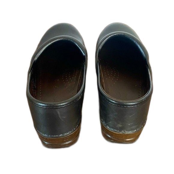 Dansko Womens Shoe Classic Black Leather Clogs Floral Brown Strap US 7.5 - 8 - Picture 3 of 4